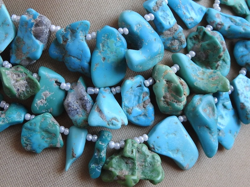 Arizona Turquoise Natural Polished Rough Slice 10Inches Loose Raw Stone Bulk Wholesale Price New Arrival 20x10-7x5mm Jewelry Making Bead R5