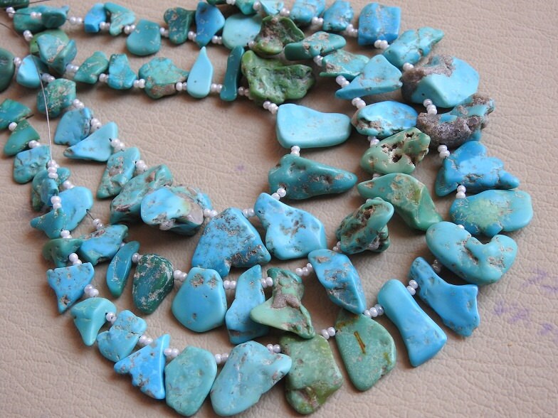 Arizona Turquoise Natural Polished Rough Slice 10Inches Loose Raw Stone Bulk Wholesale Price New Arrival 20x10-7x5mm Jewelry Making Bead R5