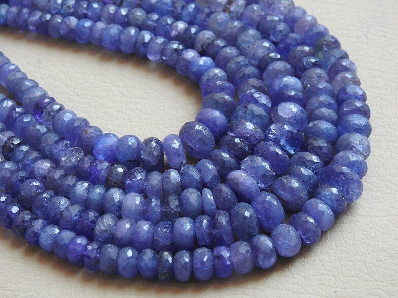 Natural Tanzanite Faceted Roundel Beads 8" Strand Handmade Loose Stone Wholesale New Arrival DIY Jewelry Making Gemstone PME-B3