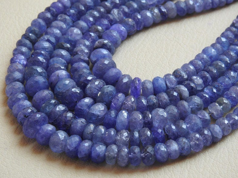 Natural Tanzanite Faceted Roundel Beads 8" Strand Handmade Loose Stone Wholesale New Arrival DIY Jewelry Making Gemstone PME-B3