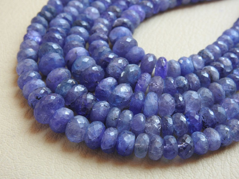 Natural Tanzanite Faceted Roundel Beads 8" Strand Handmade Loose Stone Wholesale New Arrival DIY Jewelry Making Gemstone PME-B3