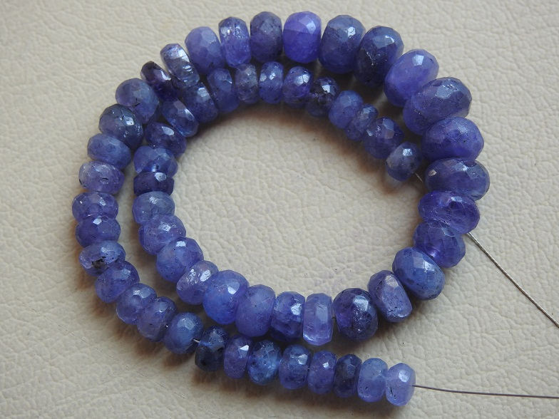 Natural Tanzanite Faceted Roundel Beads 8" Strand Handmade Loose Stone Wholesale New Arrival DIY Jewelry Making Gemstone PME-B3