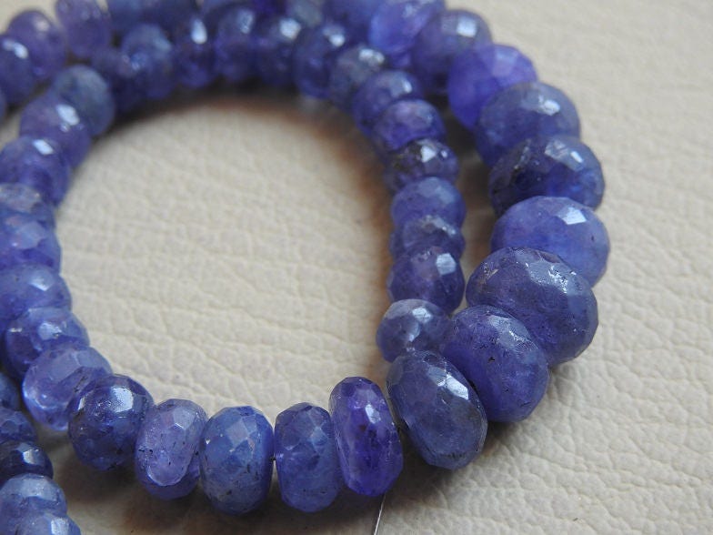 Natural Tanzanite Faceted Roundel Beads 8" Strand Handmade Loose Stone Wholesale New Arrival DIY Jewelry Making Gemstone PME-B3