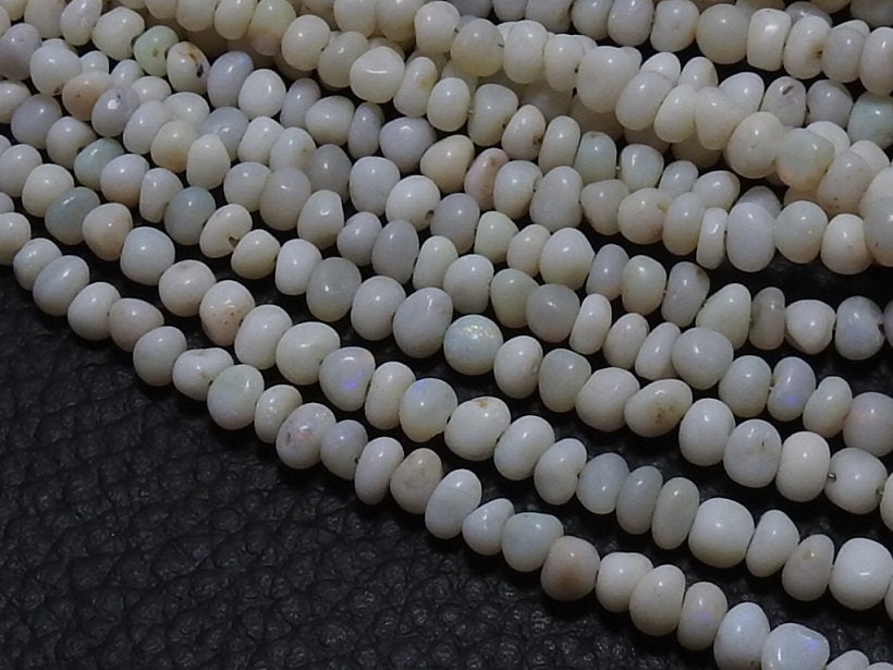 Natural Australian Opal Smooth Roundel Beads, 16 Inch Strand for Jewelry Making, Precious Gemstone Wholesale Supplies, Loose Stone Strand MS