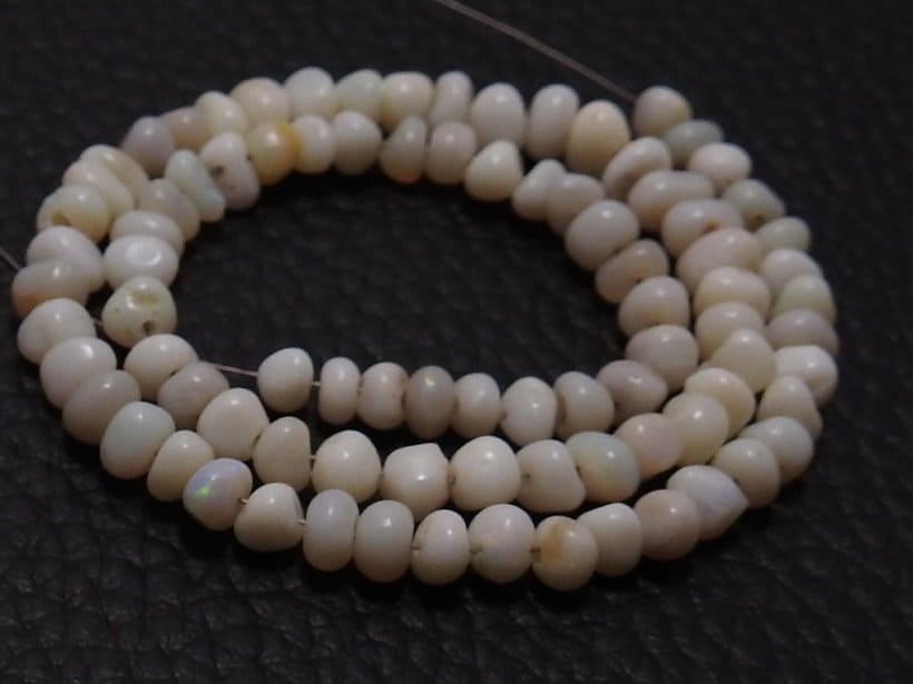 Natural Australian Opal Smooth Roundel Beads, 16 Inch Strand for Jewelry Making, Precious Gemstone Wholesale Supplies, Loose Stone Strand MS