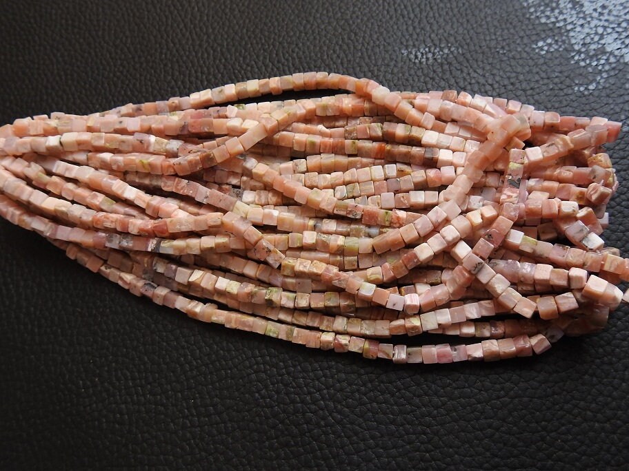 Pink Peruvian Opal Cube Box Bead Square Dice Handmade Loose Gemstone 16Inches Strand Wholesaler Supplies Natural Stone MS-CB2