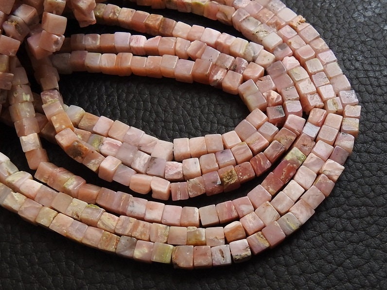 Pink Peruvian Opal Cube Box Bead Square Dice Handmade Loose Gemstone 16Inches Strand Wholesaler Supplies Natural Stone MS-CB2