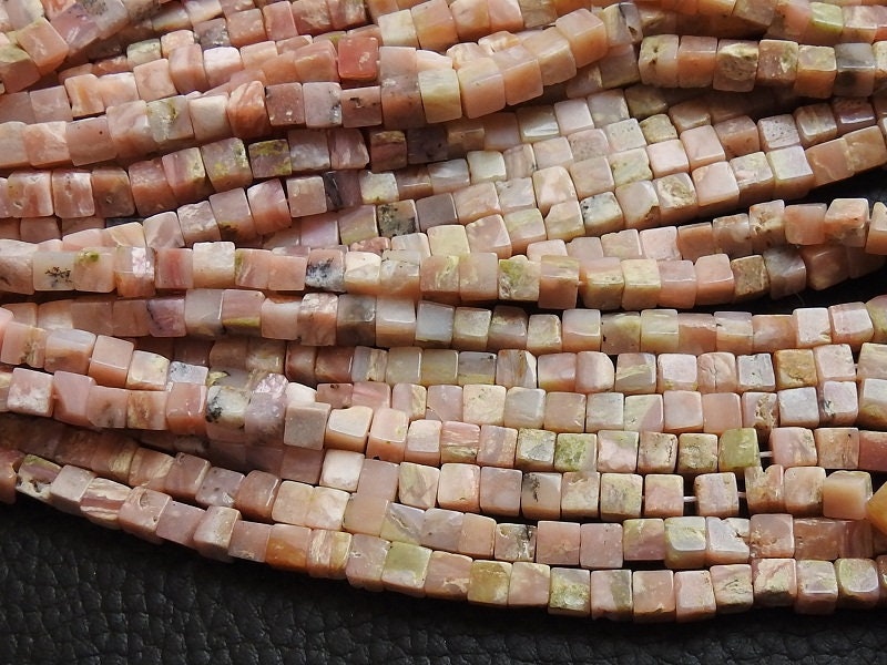 Pink Peruvian Opal Cube Box Bead Square Dice Handmade Loose Gemstone 16Inches Strand Wholesaler Supplies Natural Stone MS-CB2