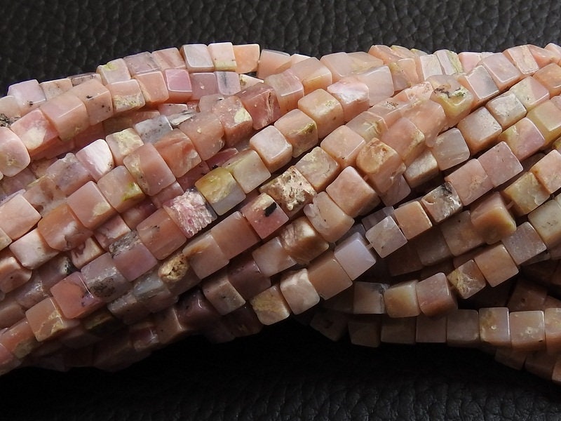Pink Peruvian Opal Cube Box Bead Square Dice Handmade Loose Gemstone 16Inches Strand Wholesaler Supplies Natural Stone MS-CB2