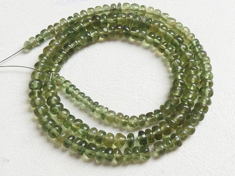 Green Apatite Smooth Roundel Bead For Jewelry Making 14Inches Strand 4-5MM Approx Wholesaler Supplies Natural Stone PME-B3