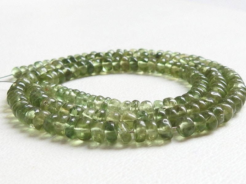 Green Apatite Smooth Roundel Bead For Jewelry Making 14Inches Strand 4-5MM Approx Wholesaler Supplies Natural Stone PME-B3