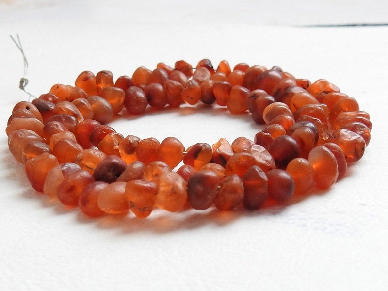 Natural Carnelian Smooth Matte Beads 16 Inch Strand Irregular Shape Polished Red Nugget Boho Jewelry Making Supplies Crystal Gemstone WMB-3