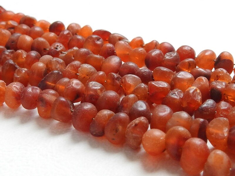 Natural Carnelian Smooth Matte Beads 16 Inch Strand Irregular Shape Polished Red Nugget Boho Jewelry Making Supplies Crystal Gemstone WMB-3