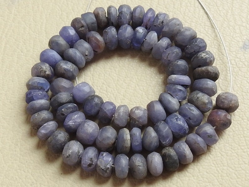 Natural Tanzanite Beads Matte Polished Smooth Roundel Loose Stone 16 Inch Strand Wholesale Gemstone Supplies for DIY Necklace Making WB-6
