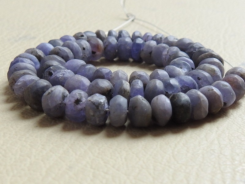 Natural Tanzanite Beads Matte Polished Smooth Roundel Loose Stone 16 Inch Strand Wholesale Gemstone Supplies for DIY Necklace Making WB-6