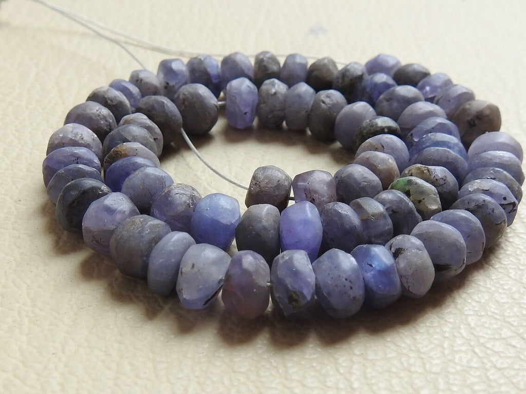 Natural Tanzanite Beads Matte Polished Smooth Roundel Loose Stone 16 Inch Strand Wholesale Gemstone Supplies for DIY Necklace Making WB-6