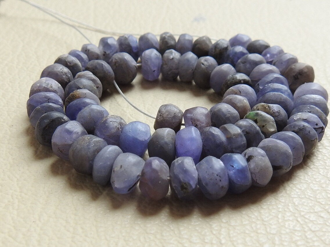 Natural Tanzanite Beads Matte Polished Smooth Roundel Loose Stone 16 Inch Strand Wholesale Gemstone Supplies for DIY Necklace Making WB-6
