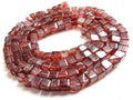 Garnet Cube Beads, Smooth Polished Box Shape Handmade 16 Inch Strand, Wholesale Natural Red Gemstone Loose Beads for Jewelry Crafts PME-CB1