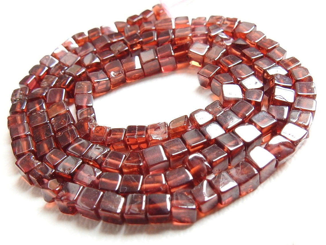 Garnet Cube Beads, Smooth Polished Box Shape Handmade 16 Inch Strand, Wholesale Natural Red Gemstone Loose Beads for Jewelry Crafts PME-CB1