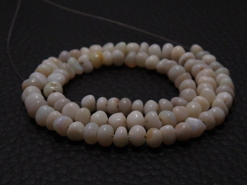 Natural Australian Opal Smooth Roundel Beads, 16 Inch Strand for Jewelry Making, Precious Gemstone Wholesale Supplies, Loose Stone Strand MS