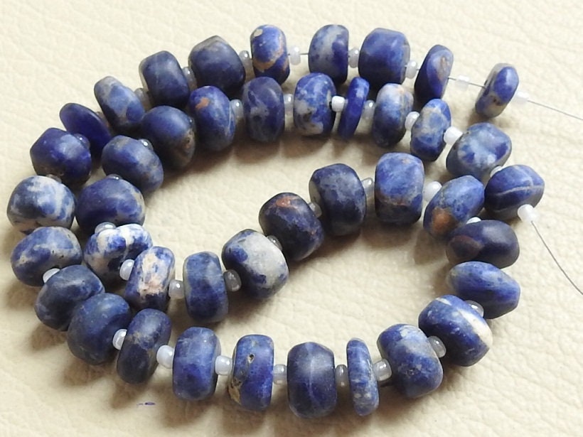 Sodalite Beads Smooth Matte Roundel Shape 12 Inch Strand, Natural Loose Stone Wholesaler, Handmade Jewelry Making Craft Supplies