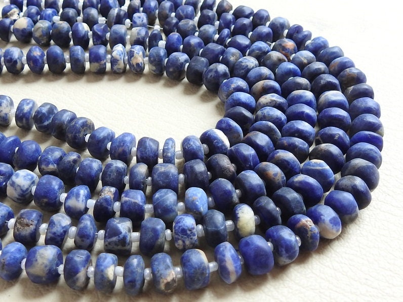 Sodalite Beads Smooth Matte Roundel Shape 12 Inch Strand, Natural Loose Stone Wholesaler, Handmade Jewelry Making Craft Supplies