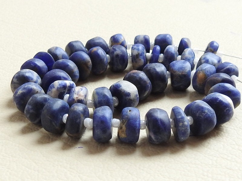Sodalite Beads Smooth Matte Roundel Shape 12 Inch Strand, Natural Loose Stone Wholesaler, Handmade Jewelry Making Craft Supplies