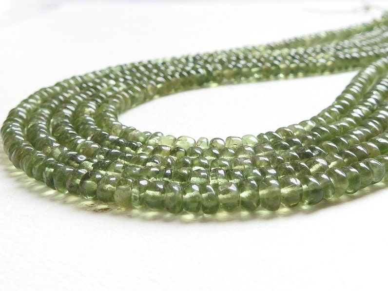 Green Apatite Smooth Roundel Bead For Jewelry Making 14Inches Strand 4-5MM Approx Wholesaler Supplies Natural Stone PME-B3