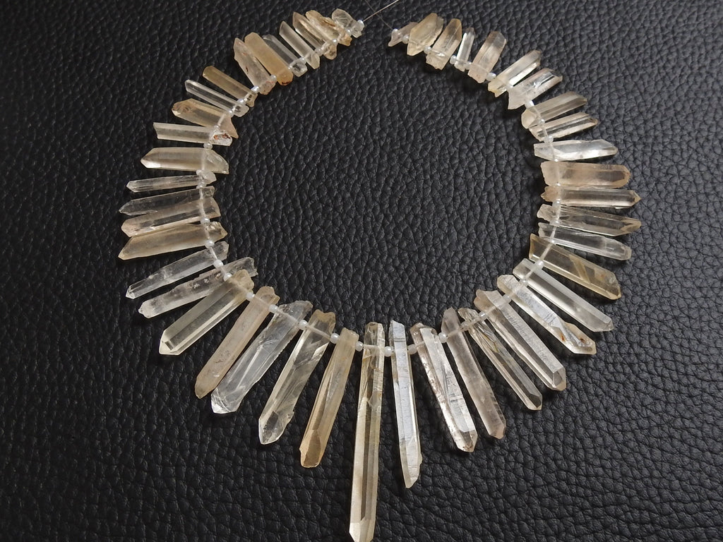 Natural Crystal Quartz Rough Stick Points Wholesale Raw Mineral Stone Healing Point Loose Crystal Supplies 20-35MM Long 8 Inch Strand R6