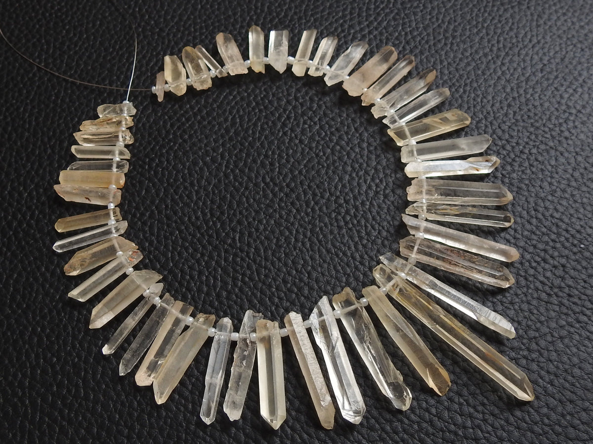 Natural Crystal Quartz Rough Stick Points Wholesale Raw Mineral Stone Healing Point Loose Crystal Supplies 20-35MM Long 8 Inch Strand R6