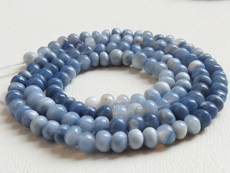 Multi Shaded Blue Opal Beads 8mm Smooth Rondelle Stone Strand for Jewelry Making Genuine Indian Opal Bulk Wholesale Beading Supplies MS-B4