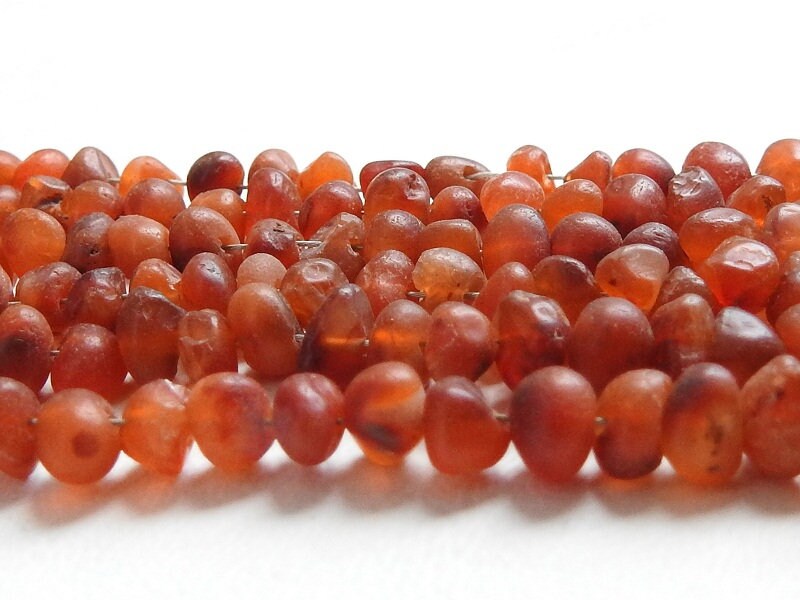 Natural Carnelian Smooth Matte Beads 16 Inch Strand Irregular Shape Polished Red Nugget Boho Jewelry Making Supplies Crystal Gemstone WMB-3