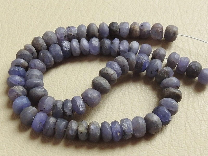 Natural Tanzanite Beads Matte Polished Smooth Roundel Loose Stone 16 Inch Strand Wholesale Gemstone Supplies for DIY Necklace Making WB-6