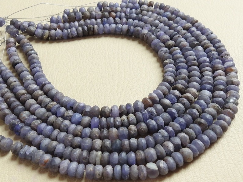 Natural Tanzanite Beads Matte Polished Smooth Roundel Loose Stone 16 Inch Strand Wholesale Gemstone Supplies for DIY Necklace Making WB-6