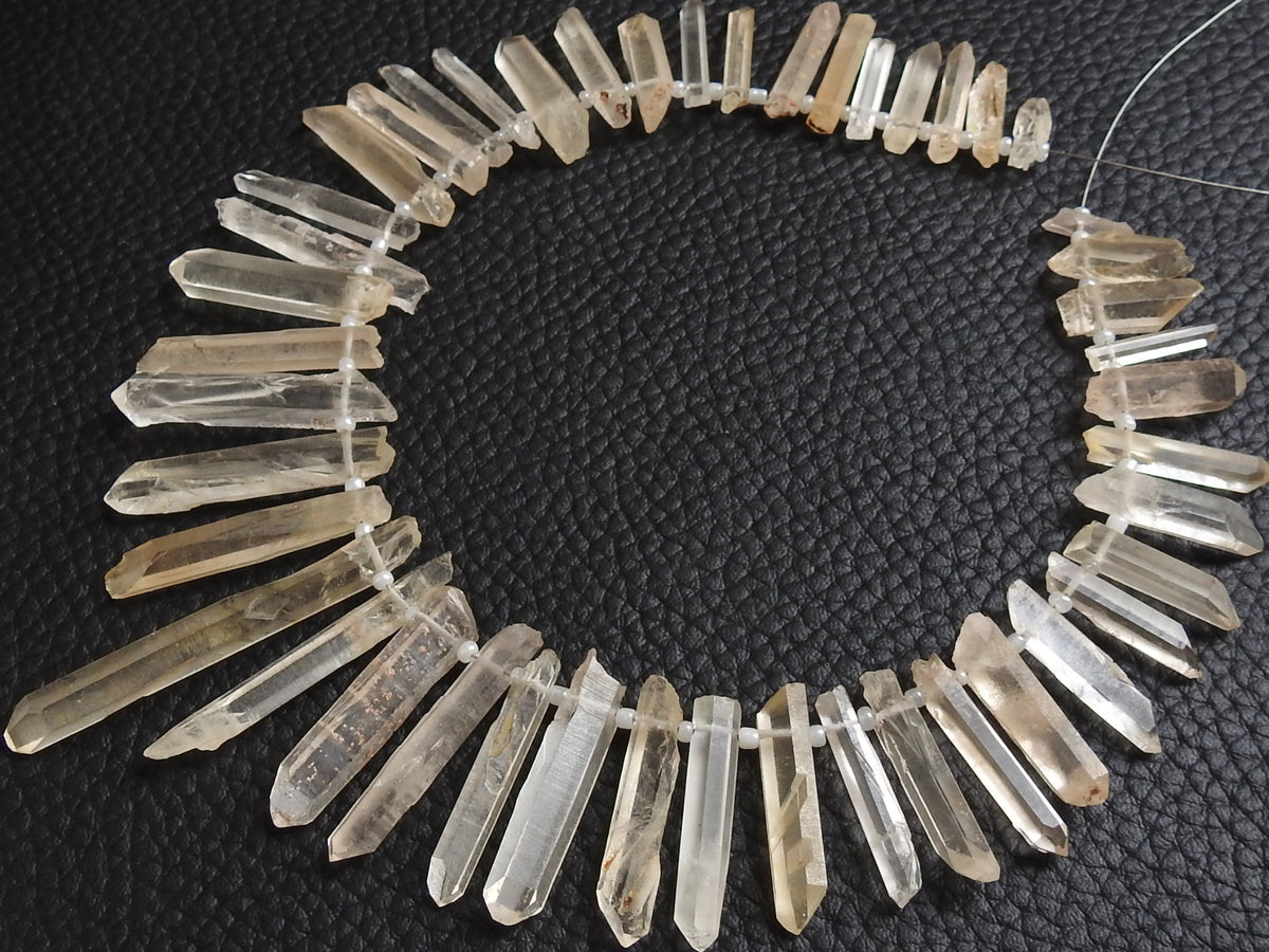 Natural Crystal Quartz Rough Stick Points Wholesale Raw Mineral Stone Healing Point Loose Crystal Supplies 20-35MM Long 8 Inch Strand R6