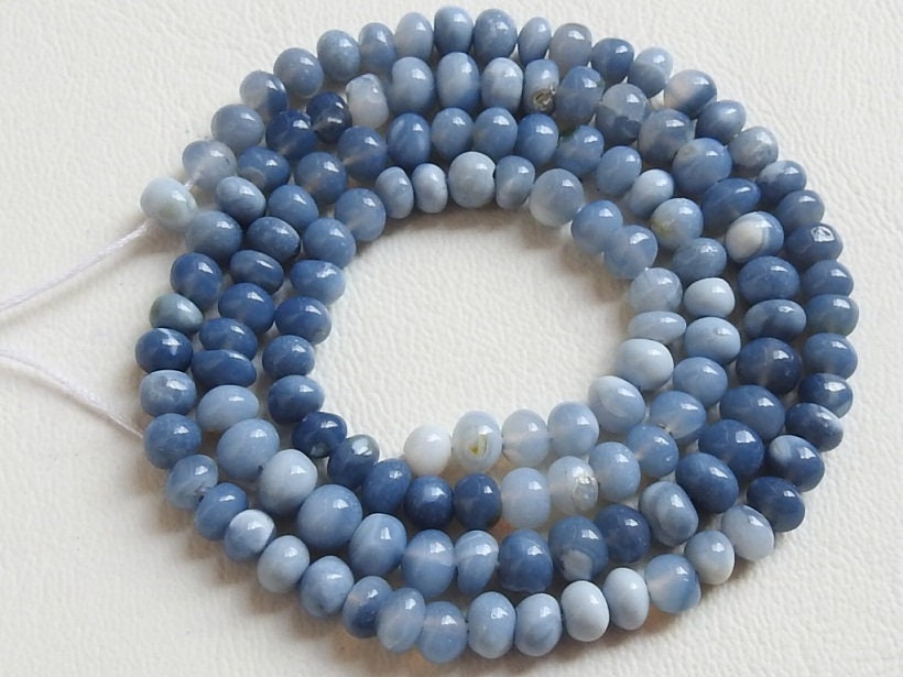 Multi Shaded Blue Opal Beads 8mm Smooth Rondelle Stone Strand for Jewelry Making Genuine Indian Opal Bulk Wholesale Beading Supplies MS-B4
