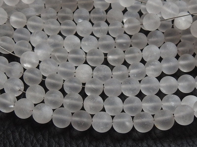 Natural Crystal Quartz Matte Round Beads 7mm Smooth Sphere Gemstone Strand 16 Inches DIY Jewelry Supplies Loose Beads