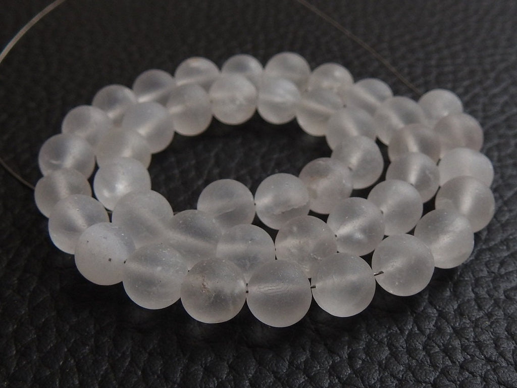 Natural Crystal Quartz Matte Round Beads 7mm Smooth Sphere Gemstone Strand 16 Inches DIY Jewelry Supplies Loose Beads