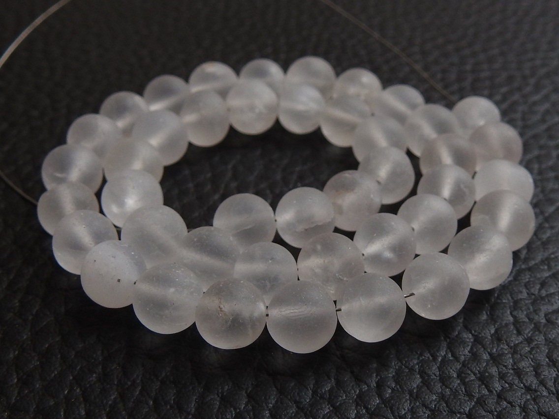 Natural Crystal Quartz Matte Round Beads 7mm Smooth Sphere Gemstone Strand 16 Inches DIY Jewelry Supplies Loose Beads