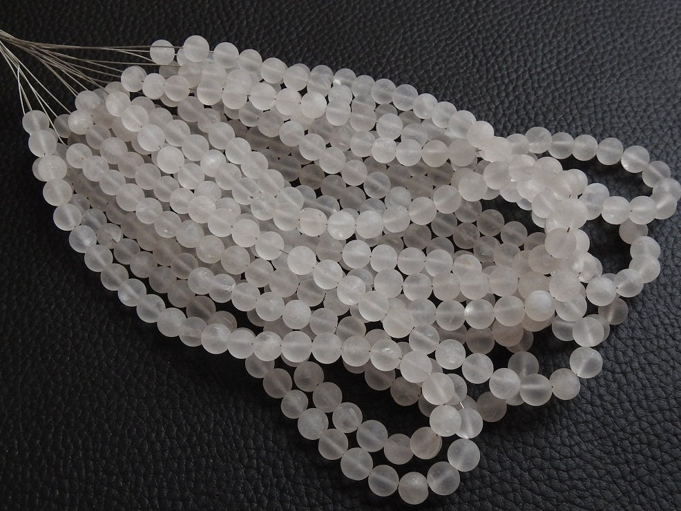 Natural Crystal Quartz Matte Round Beads 7mm Smooth Sphere Gemstone Strand 16 Inches DIY Jewelry Supplies Loose Beads