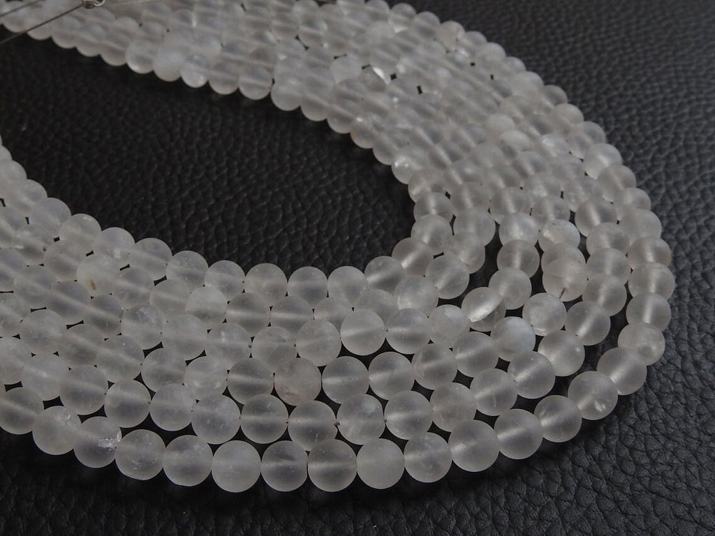 Natural Crystal Quartz Matte Round Beads 7mm Smooth Sphere Gemstone Strand 16 Inches DIY Jewelry Supplies Loose Beads