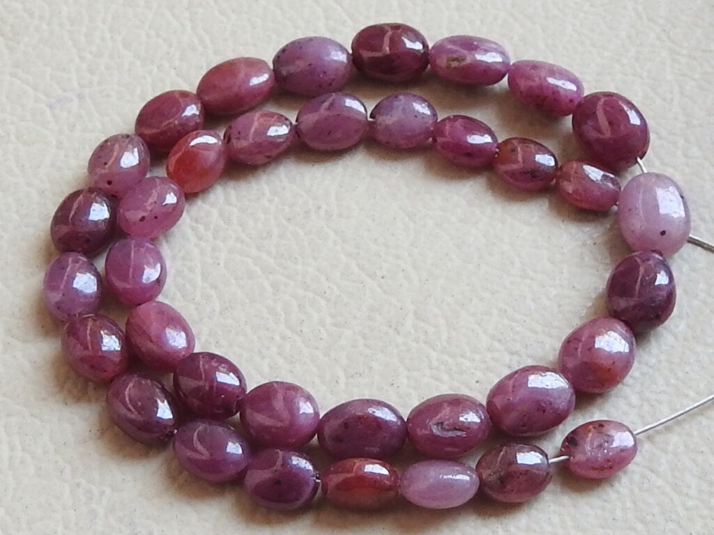 Natural Ruby Nugget Strand Smooth Oval Beads 8 Inches Bulk Wholesale Precious Gemstones Loose Stone Supplies for Jewelry Making