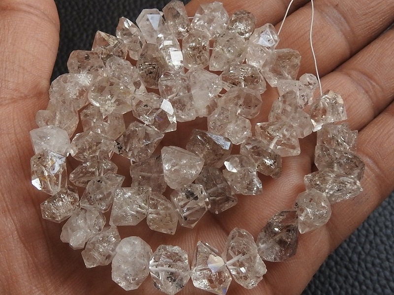 Natural Herkimer Diamond Rough Nugget Beads, 16Inch Strand 10-15MM Approx, Raw Crystal Quartz Wholesale Jewelry Making Supplies RB4