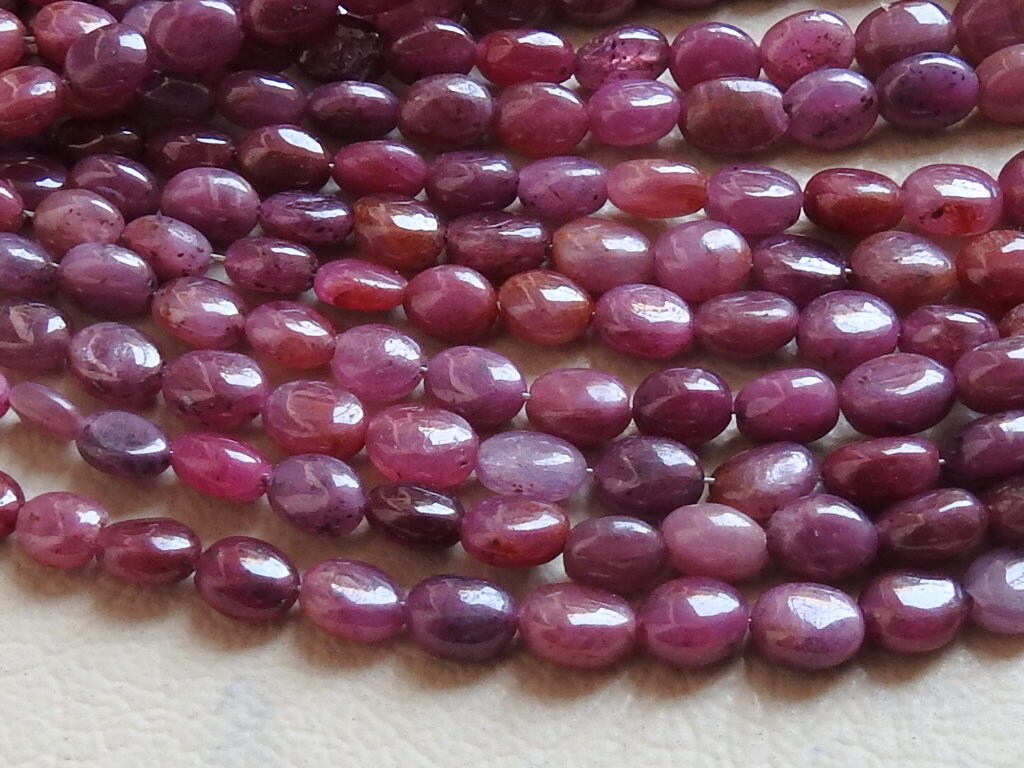 Natural Ruby Nugget Strand Smooth Oval Beads 8 Inches Bulk Wholesale Precious Gemstones Loose Stone Supplies for Jewelry Making