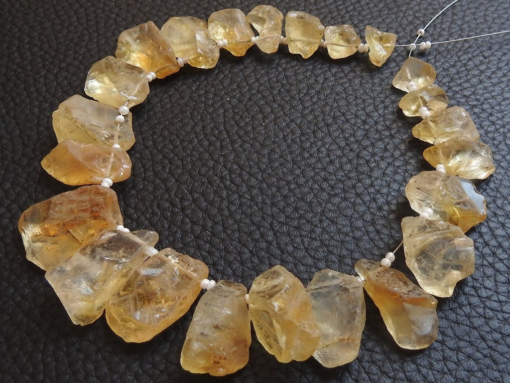 Natural Citrine Raw Slices 22 Pcs Strand 24x17mm to 16x10mm Rough Slab Loose Gemstone Spacer Beads Wholesale Jewelry Making Supply DIY Craft