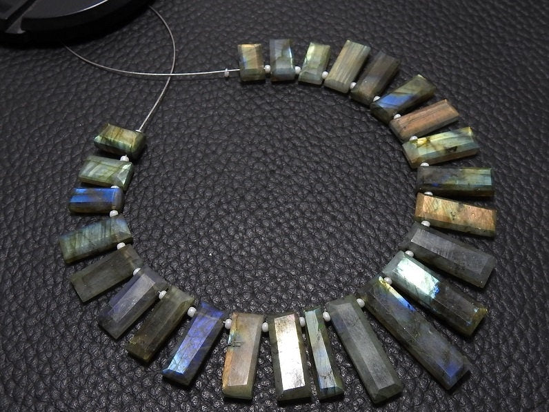 Labradorite Multi Flash Faceted Baguette 8Inches Strand 30To20mm Long, Natural Stone Handmade Jewelry Making Supplies Rectangle Bead Loose