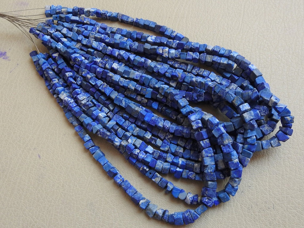 Lapis Lazuli Smooth Matte Polished Cube Box Bead 12Inches Strand Wholesaler Supplies Natural Stone CB2