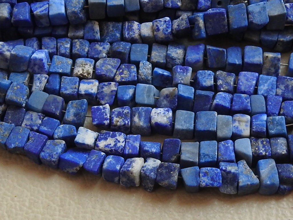 Lapis Lazuli Smooth Matte Polished Cube Box Bead 12Inches Strand Wholesaler Supplies Natural Stone CB2