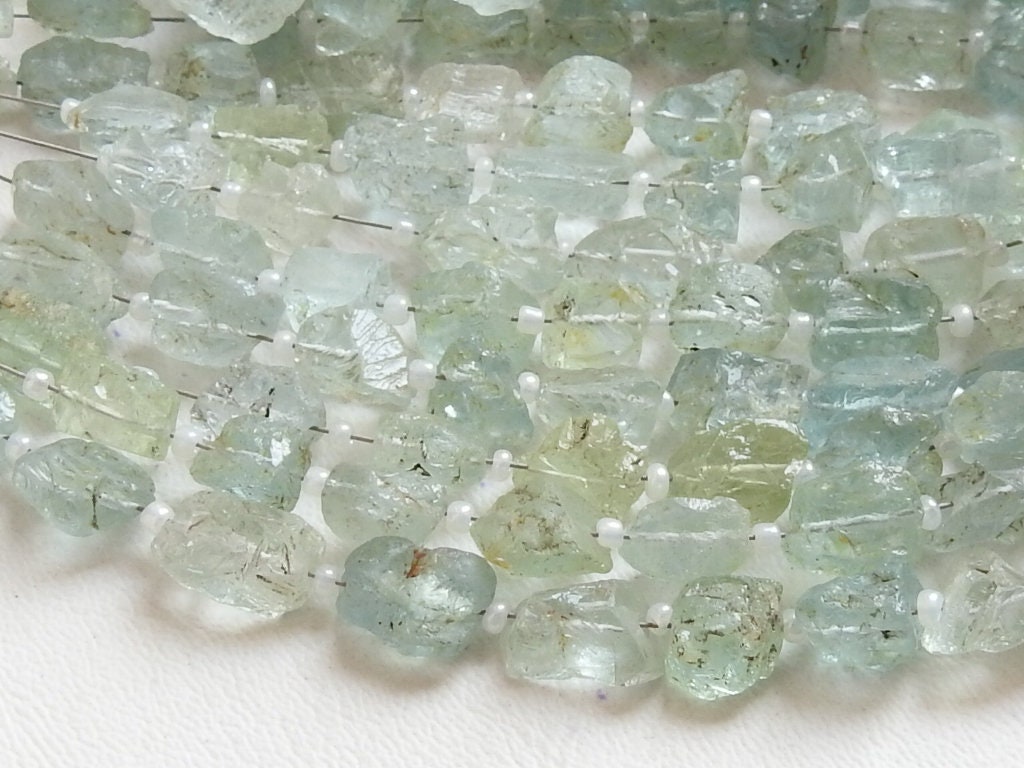 Aquamarine Natural Rough Tumble Nugget 10Inch Strand 10To5MM Long Wholesaler Supplies R2