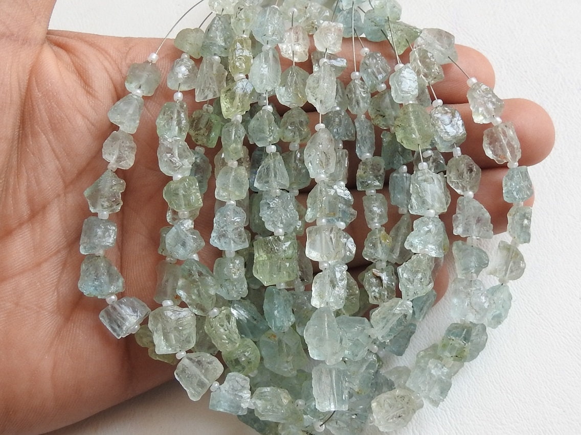Aquamarine Natural Rough Tumble Nugget 10Inch Strand 10To5MM Long Wholesaler Supplies R2